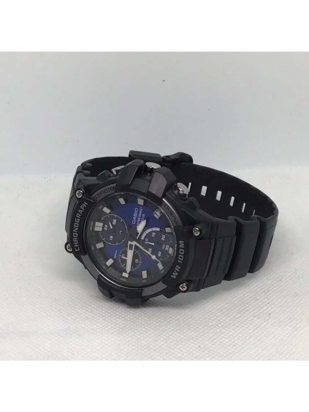 Casio MCW-110H-2A2VCF Men's Analog Chronograph Blue Dial Watch 100M WR Date